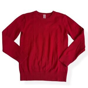 Primary Cherry Red Crewneck Sweater 100% cotton 6-7